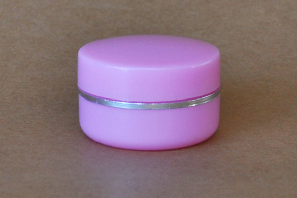 SNCOSJ10P 10g Plastic Cosmetic Jar with Lid Pink with Silver Rim