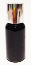 SNSET-1OZBBPETMSDTL-1 Oz (~29ml) Black Boston PET Bottle with 20/410 Metallic Silver Disc Top Lid 