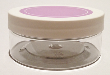 SNJAR150CLFPURWL-150g Clear PET Plastic Jar with 89/400 Flat Purple/White Lid 