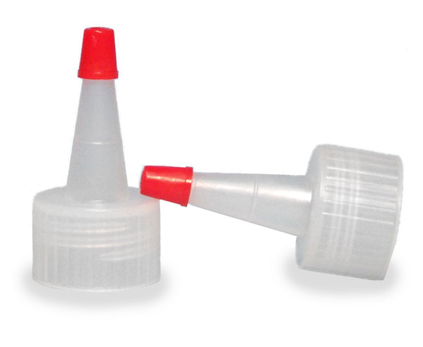 SNDD-2541-Natural LDPE Yorker Spout Cap with an attached red tip-for 24/410 neck sizes