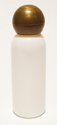 SNSET-BPET30WMGDL-30ml White PET Boston Bottle with Metallic Gold Plastic Domed Lid 