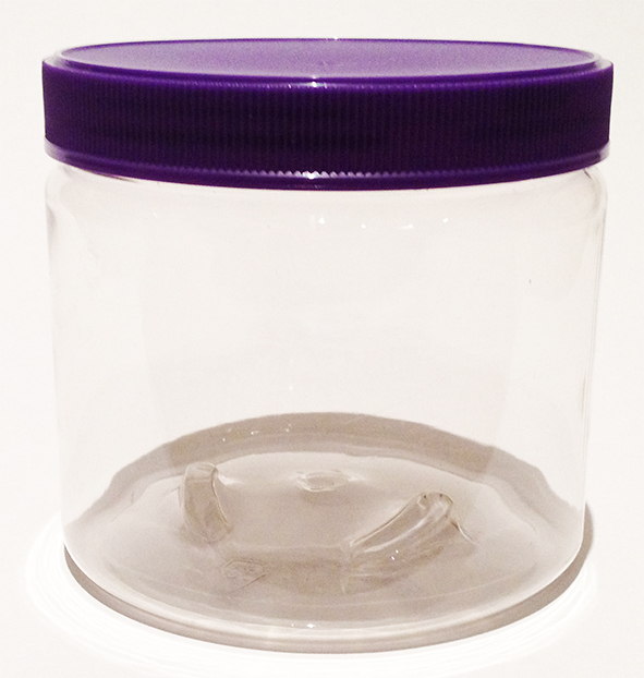 SNCPETJ450PRL89-450ml Clear PET Jar with 89/400 Purple Fine Ribbed Lid