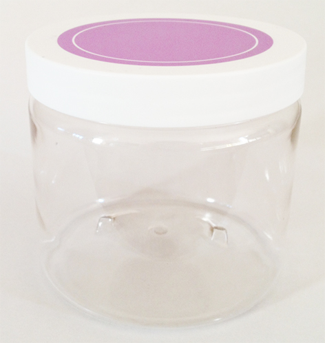 SNCPETJ450PL89-450ml Clear PET Jar with 89/400 Purple/White Smooth Lid with Liner 