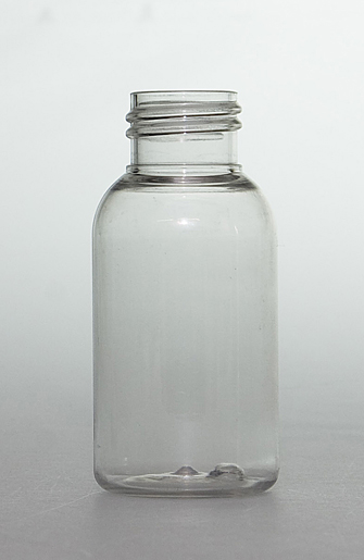 SNEP-50CLPETB-50ml Clear PET Boston Bottle 24mm 410 Screw Finish  