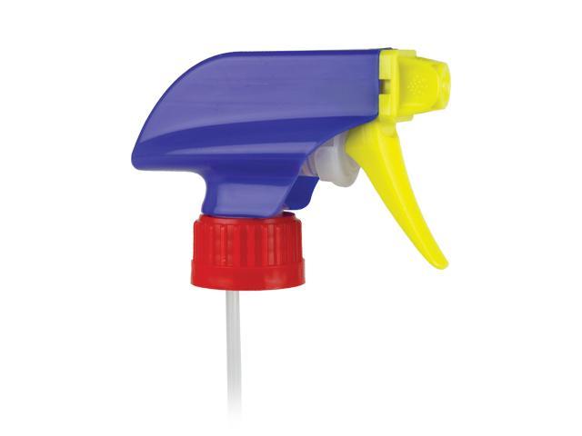 SNHT-24014-Cobalt Blue/Yellow/Red TRIGGER SPRAYER, 28/400 RATCHET FINISH, MIXOR HP SPRAY/STREAM/OFF WITH A 6 9/16" DIP TUBE, AND CHILD RESISTANT NOZZLE