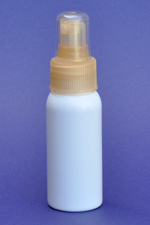 SNSET-50WBPETPOFMS-50ml White Boston PET Bottle with Pastel Orange Fine Mist Sprayer 24/410 