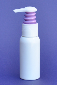 SNSET-50WBPETWPP-50ml White Boston PET Bottle with White/Purple Pump 24/410