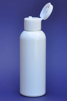 SNSET-100WBPETWFTL-100ml White Boston PET Bottle with Fine Ribbed White Flip Top Lid 24/410