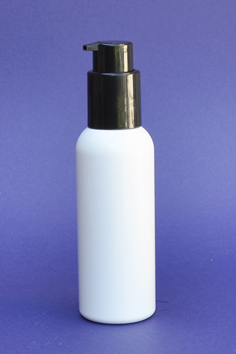 SNSET-100WBPETBSCP-100ml White Boston PET Bottle with Black Smooth Cosmetic Pump 24/410