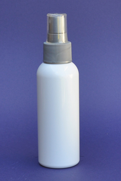 SNSET-100WBPETSFMS-100ml White Boston PET Bottle with Silver Fine Mist Sprayer 24/410