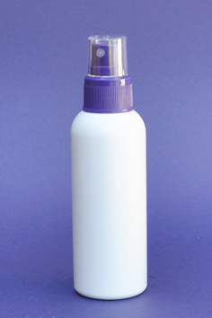 SNSET-100WBPETPFMS-100ml White Boston PET Bottle with Purple Fine Mist Sprayer 24/410 