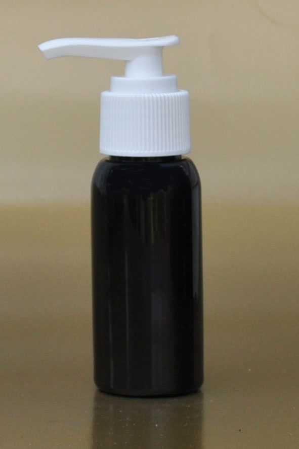 SNSET-50BBPETWFRP-50ml Black Boston PET Bottle with White Fine Ribbed Pump 24/410  