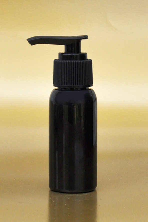 SNSET-50BBPETBFRP-50ml Black Boston PET Bottle with Black Fine Ribbed Pump 24/410 