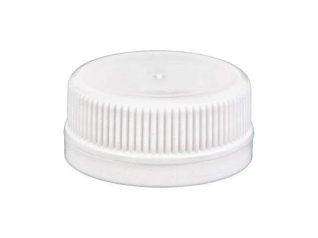 WHITE PLASTIC CAP  FINE RIBBED TAMPER EVIDENT CLOSURE WITH A 38MM FINISH , TAMPER EVIDENT RING, SMOOTH TOP, PLUG SEAL 