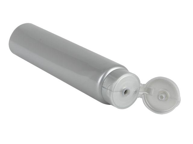 SNET-27076-5 Oz SILVER PLASTIC TUBE, MDPE, COLLAPSIBLE, 1 1/2" DIA x 6 3/4" L; 20MM SNAP-ON