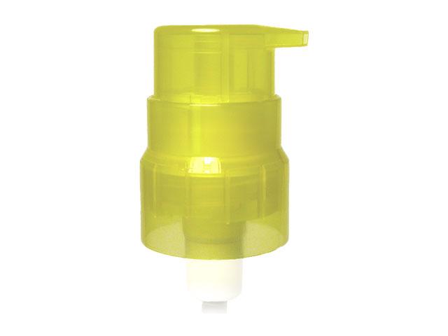 SNHP-16112-TRANSLUCENT YELLOW COSMETIC TREATMENT PUMP, 22/410 FINISH, SMOOTH, LOCK UP STYLE WITH A 6 5/8" DIP TUBE