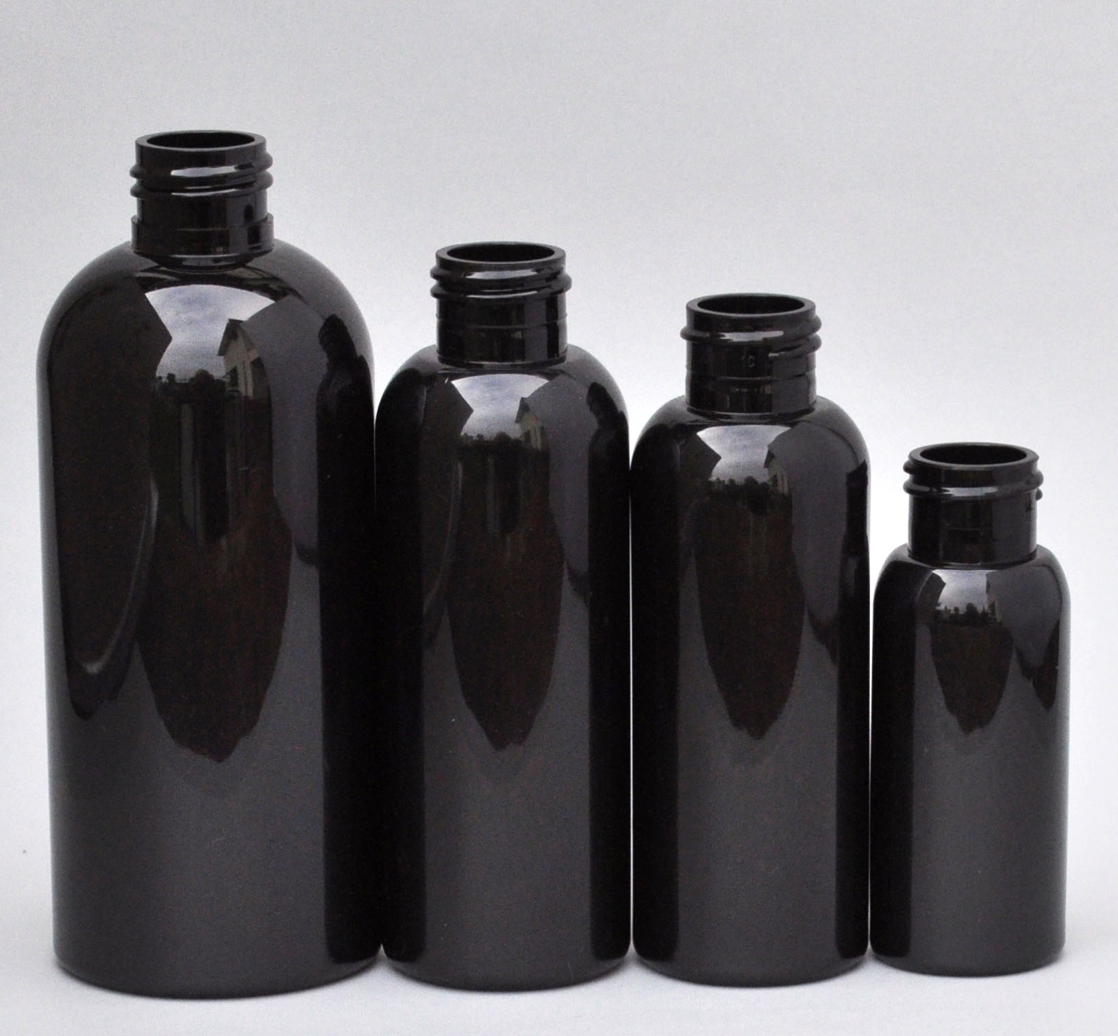SNEP-250BPETB-250ml Black PET Boston Bottle with 24/410 Neck  