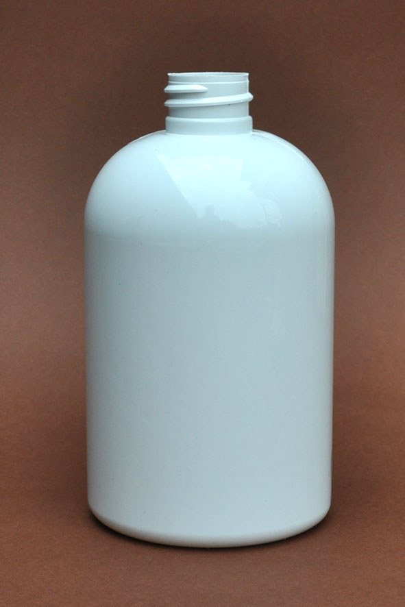 SNEP-500WPETSB-500ml White PVC Stocky Boston Bottle with 28/410 Neck 
