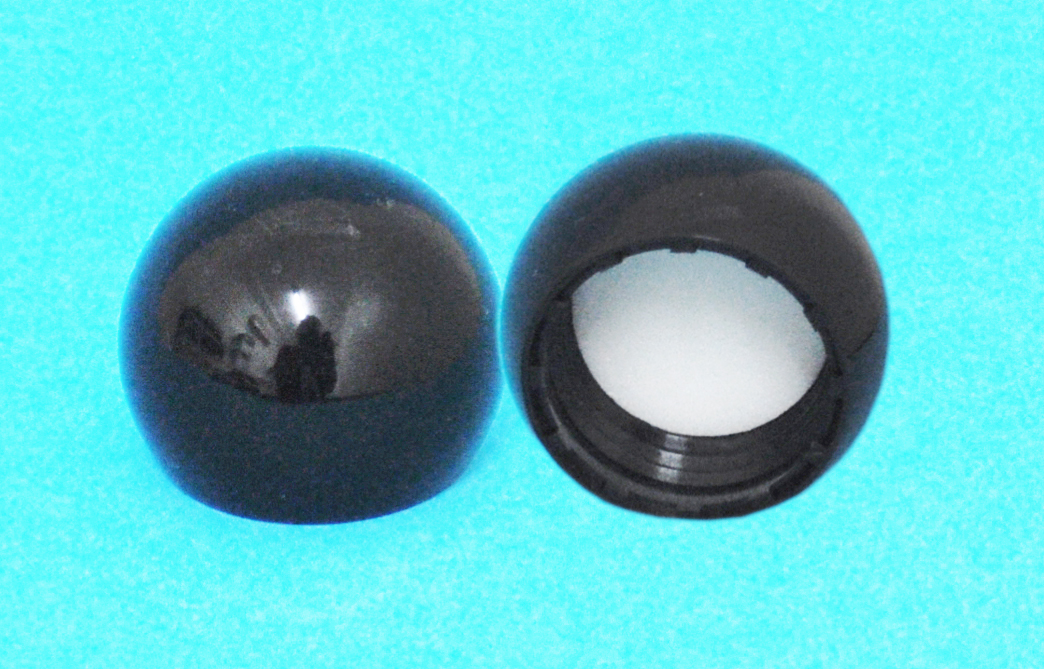 SNDR-30638-BLACK PLASTIC CAP, SMOOTH BALL STYLE CLOSURE WITH A 24/410 FINISH, INCLUDES A FOAM LINER 