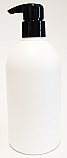 500ml White HDPE Boston Bottle with 28/410 Smooth Black Curved Pump