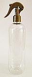 SNSET-500CBMGSNS-500ml Clear Boston PET bottle with 24/410 Metallic Gold Plastic Swan Neck Sprayer  