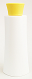 SNSET-25863-WHITE HDPE PLASTIC BOTTLE, 4 1/2 OZ. TAPERED OCULAR OVAL WITH A 22/410 Curved Yellow Disc Top Lid