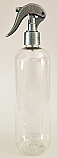 SNSET-500CBMSSNS-500ml Clear Boston PET bottle with 24/410 Metallic Silver Plastic Swan Neck Sprayer